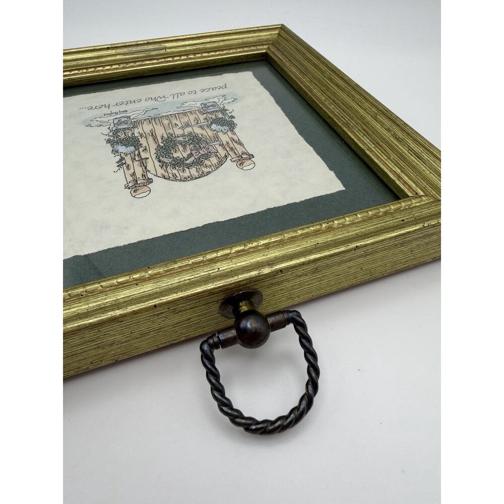 Vintage Holiday Cottage Wall Art "Peace to All Who Enter Here" Framed Art Print - Picture 7 of 7